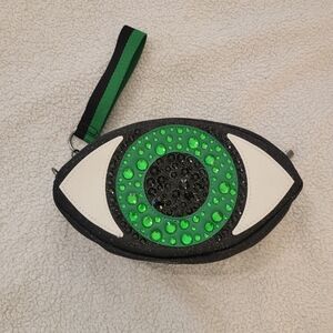 Eye-Shaped Clutch with Green and Black Accents